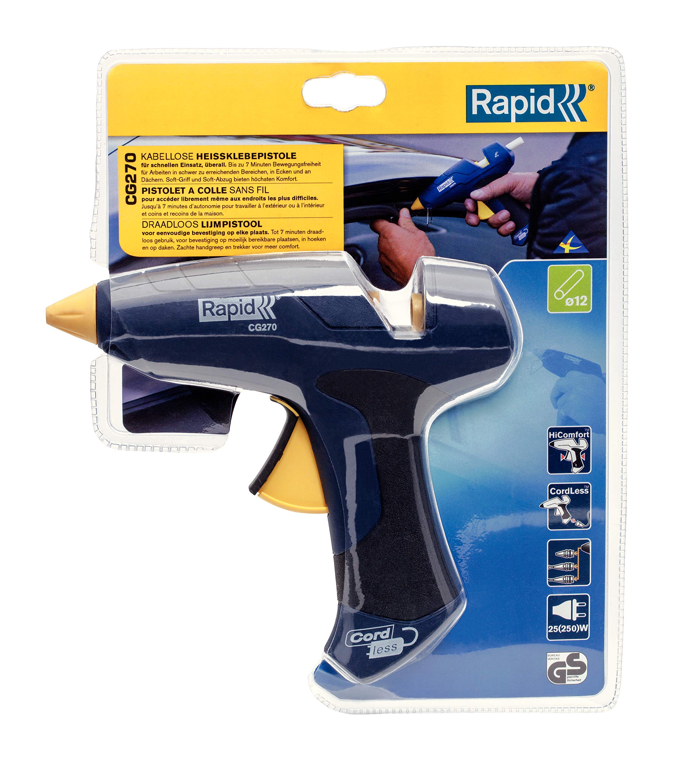 Rapid CG270 5000443 - Pistola per colla a caldo senza fili, diametro 12 mm, colore: Blu