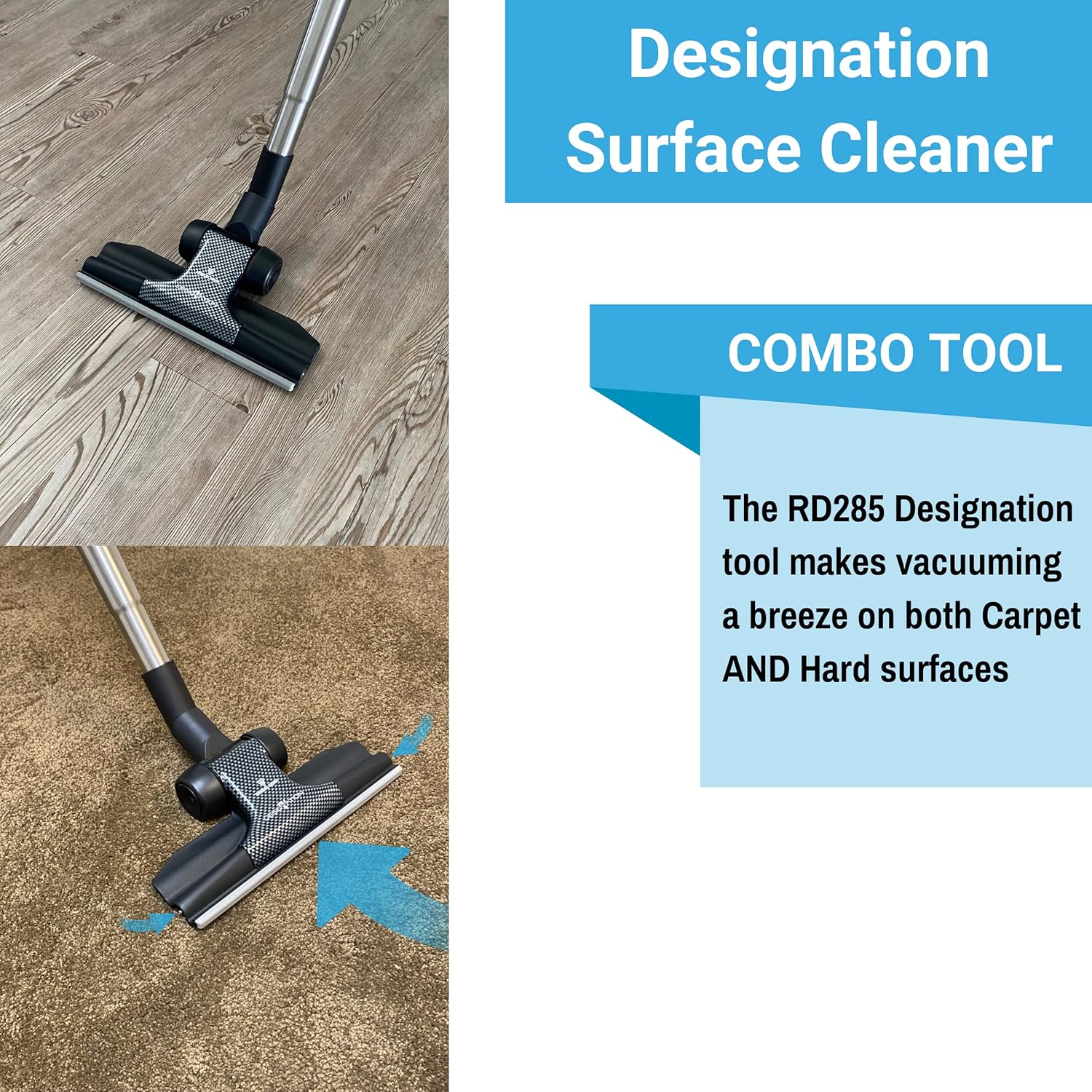 Wessel-Werk Stainless Steel Telescopic Extension Wand and Noise Optimized TK286 Turbo Brush with Ultra-Flat RD285 Floor Brush Vacuum Attachment Accessories for Wood and Carpet