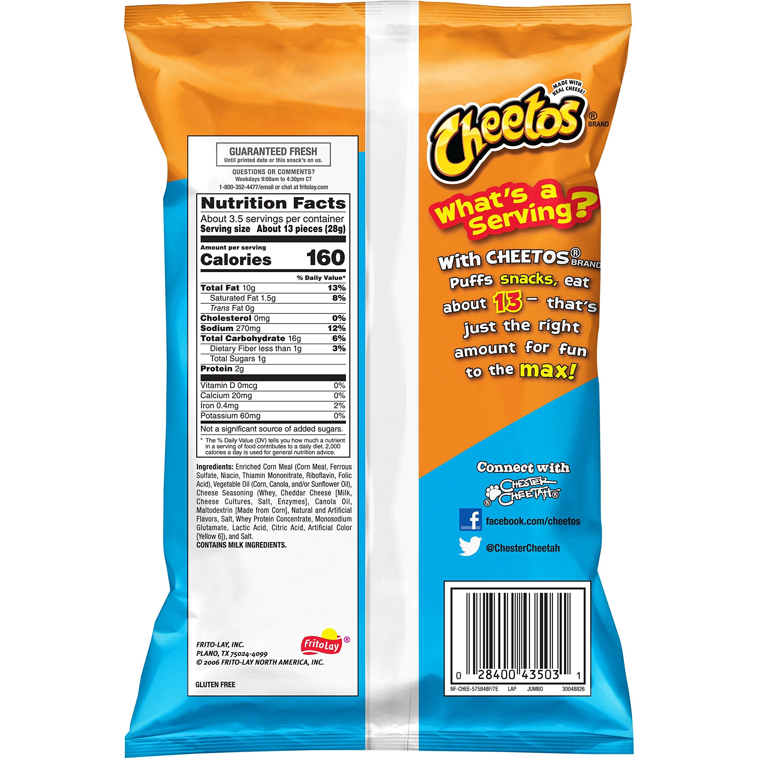 Cheetos Puffs Cheese Flavored Snacks, 3.375 Ounce - Buy ...