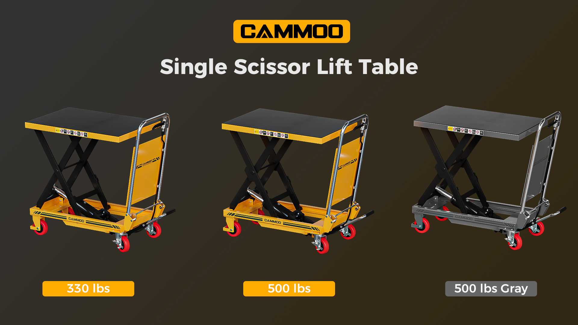 CAMMOO Foldable Hydraulic Lift Table Cart, 500lbs Capacity, 28.5