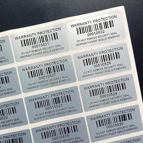 Miniatura 6 de 120 calcomanías de código de barras a prueba de manipulaciones con etiqueta de seguridad de número de serie individual, etiqueta de sellado para