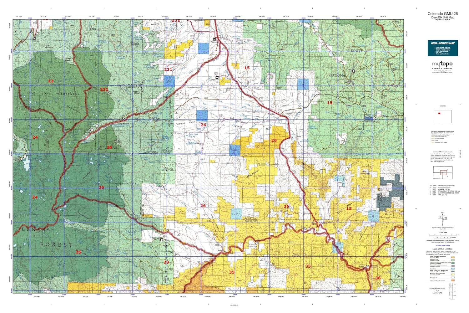 Colorado GMU 26 Map 36" X 24" / Folded Waterproof