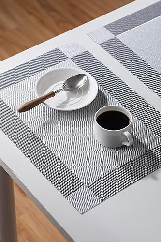 Miniatura 74 de LEXMORE Juego de 6 manteles individuales tejidos de vinilo/plástico para mesa de cocina, interior/exterior, lavables, manteles individuales lavables