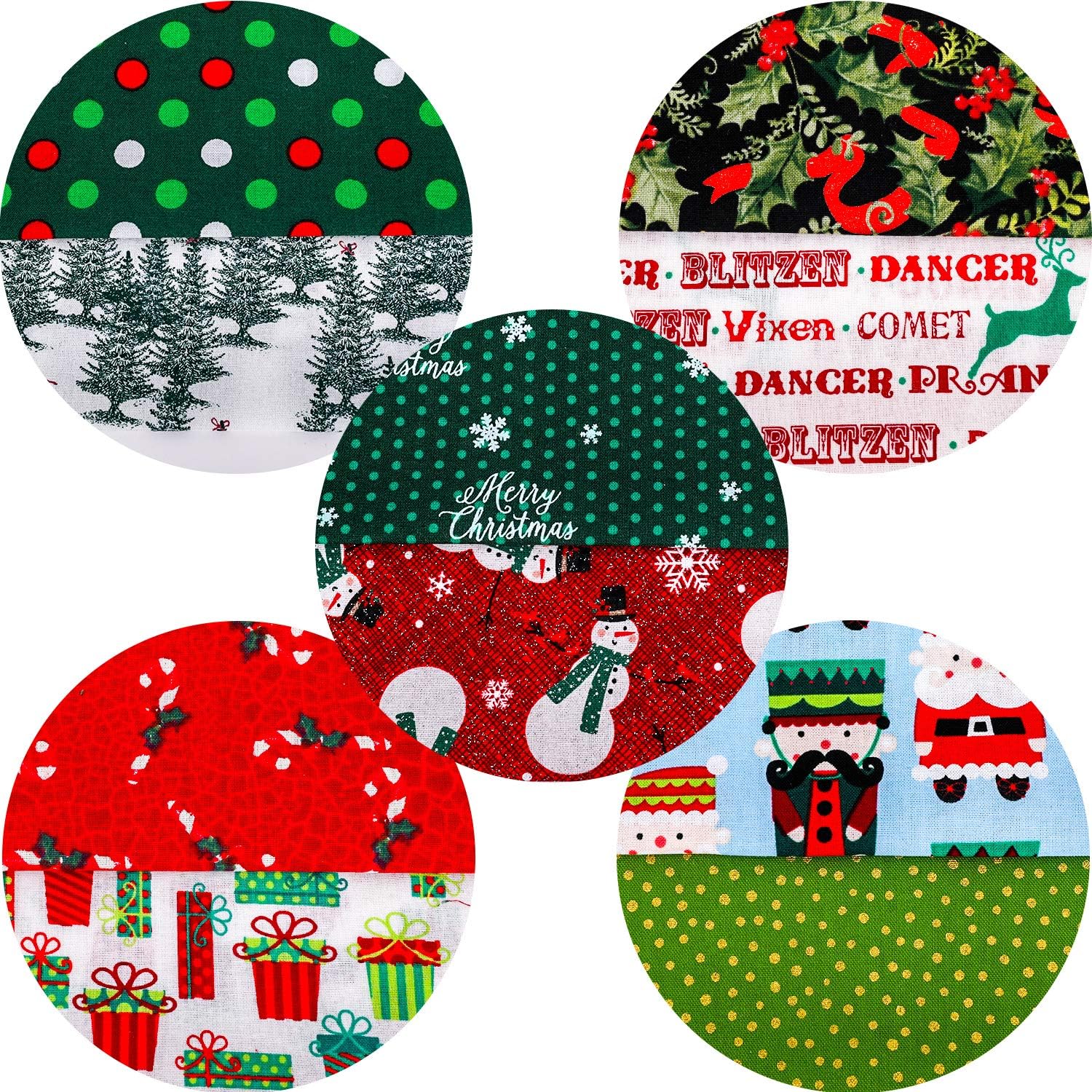 Konsait 10 Pieces 8x10'' Random Christmas Multi-Color Fabric Patchwork Cotton Mixed Squares Bundle for Sewing Quilting Craft, DIY Scrapbooking image 5