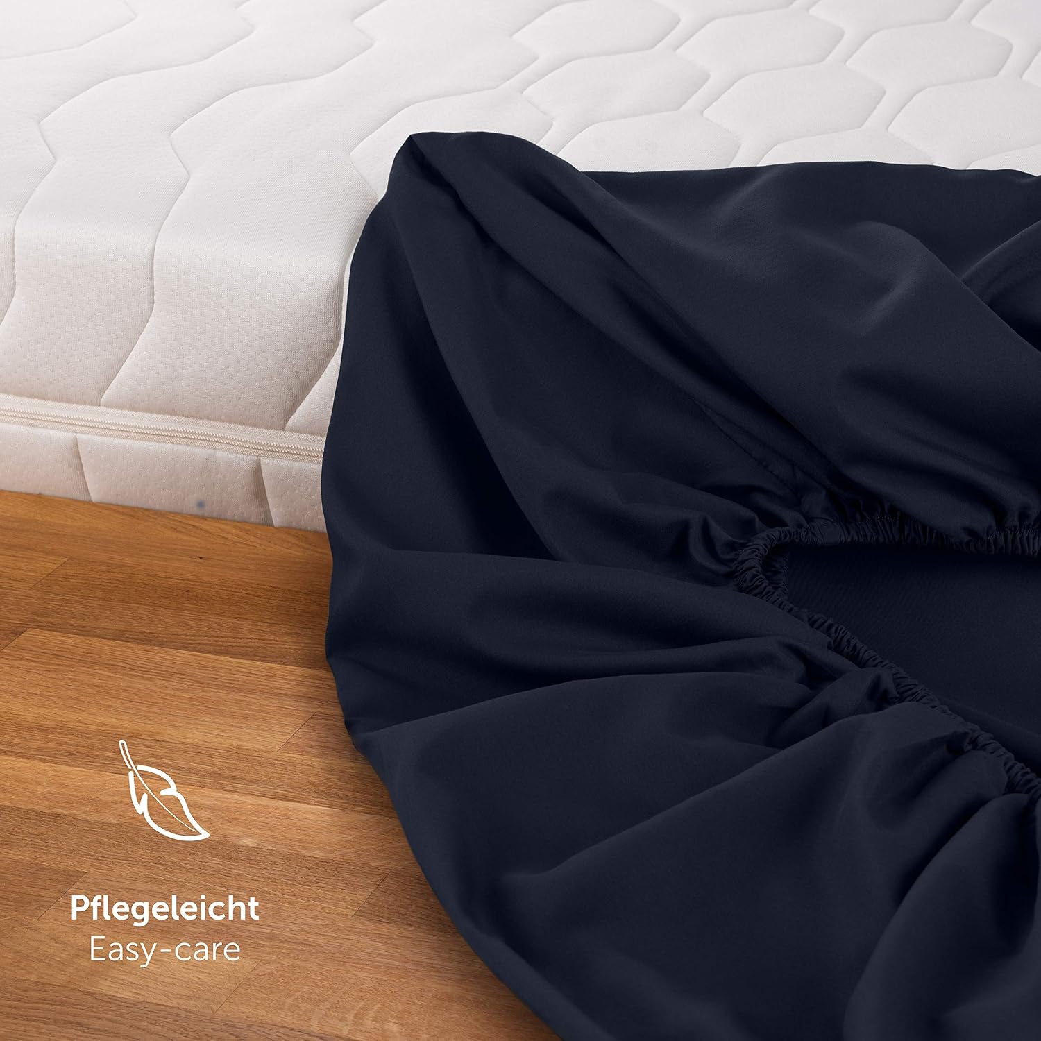 Blumtal® Prześcieradło z gumką 160x200 cm - Prześcieradło z mikrofibry 160x200 cm - Certyfikat Oeko-Tex - Dark Ocean Blue - Niebieski