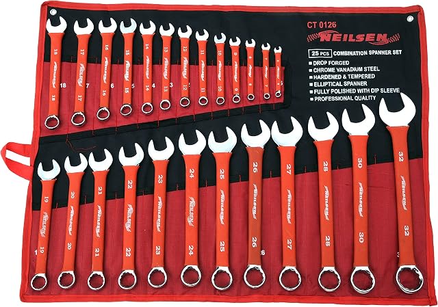 Neilsen CT0126 6-32 mm Combination Spanner Set - Red (25-Piece)