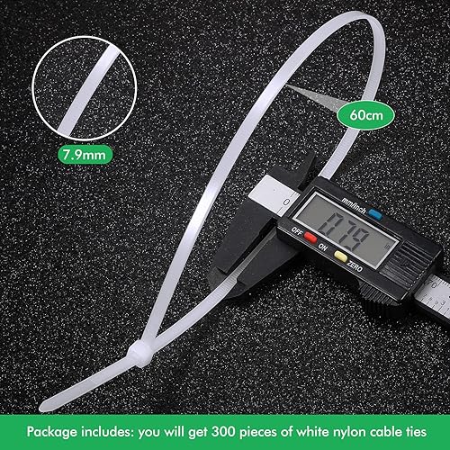 Miniatura 2 de 300 bridas blancas multiusos de 24 pulgadas x 0311in bridas de nailon de alta resistencia para vallas de encuadernación en interiores y exteriores