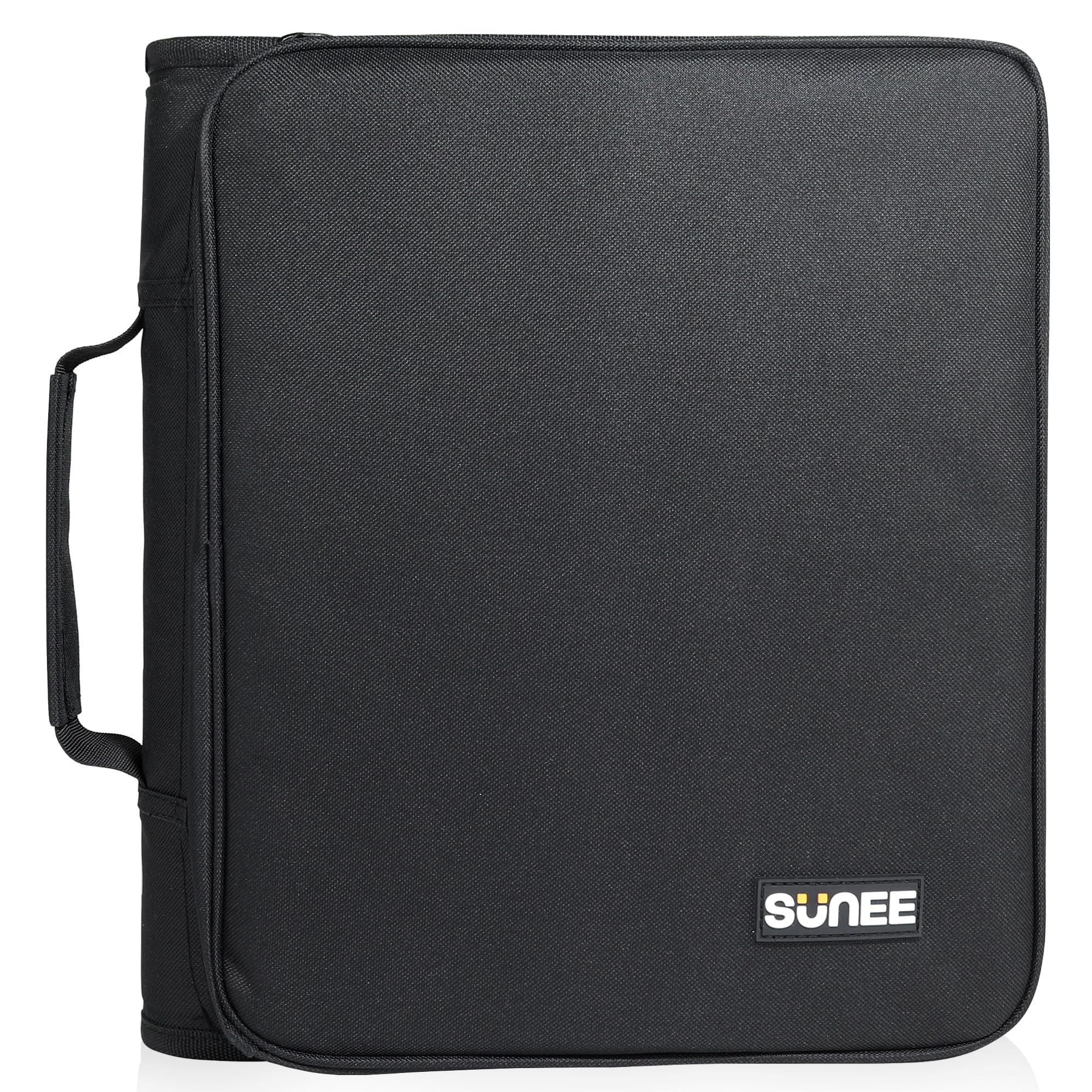 SUNEE Zippered Binder Bag with Handle, 2-Inch 3-Ring O-Ring, 500-Sheet Capacity, Includes Zip Pocket, 5-Tab Expanding File Folder, Multi-Pocket Organizer Binder Suitable for Middle School, Black