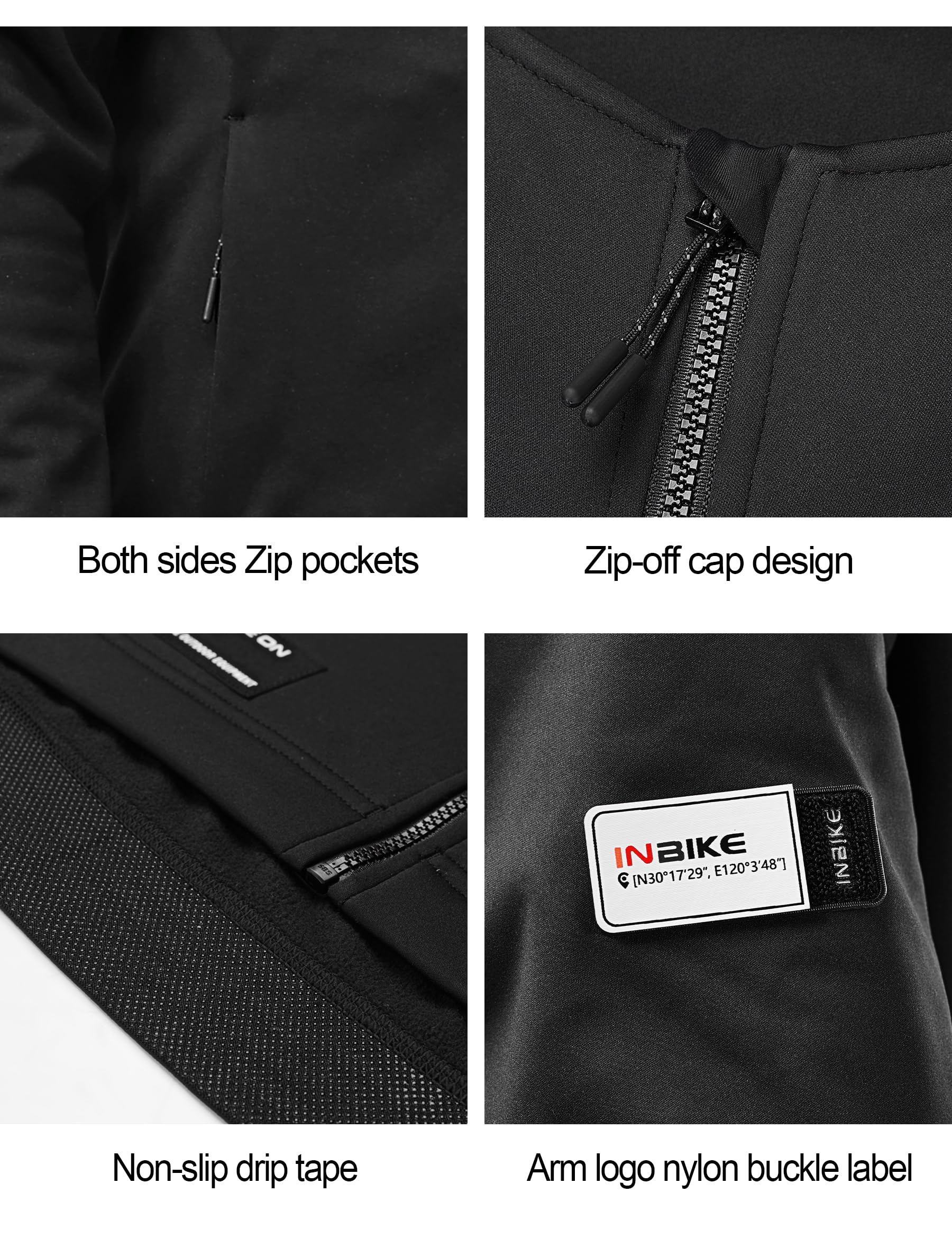 INBIKE Vestes Cyclisme Homme Hiver Veste VTT Thermique Coupe-Vent Maillot de vélo Haute Élasticité Softshell Vêtements d'hiver Manteaux de Sport LS023