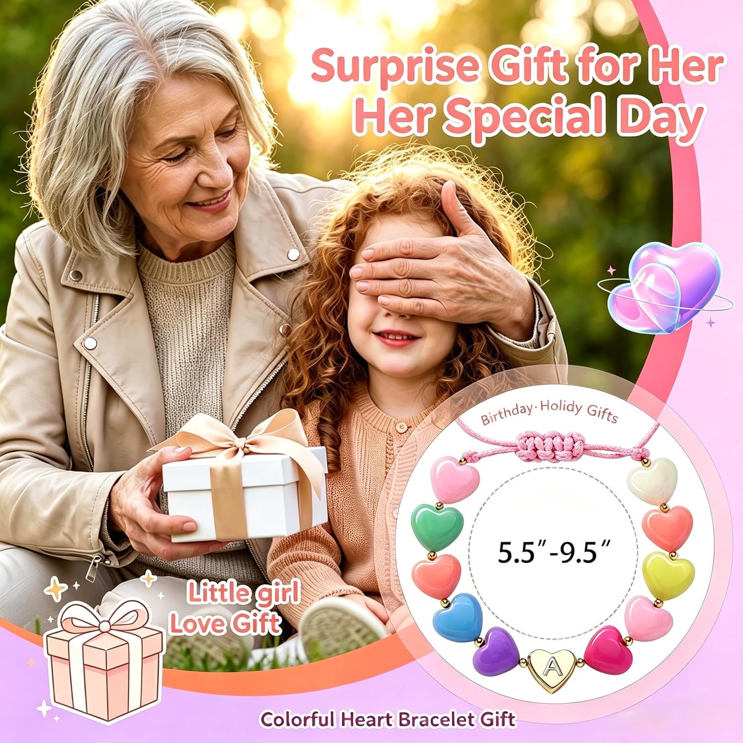 Initial Heart Bracelets Toddler Girls Kids