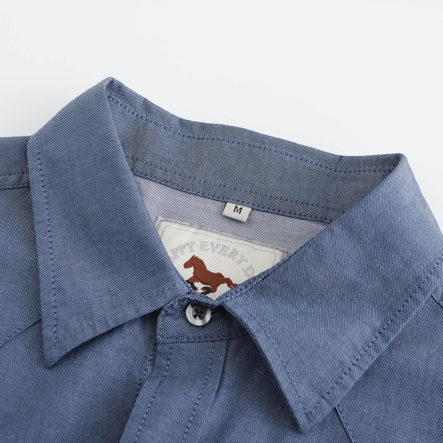 COEVALS CLUB Mens Denim Western Cowboy Work Pearl Snap Button up Short Sleeve Regular Fit Shirts - Image 4