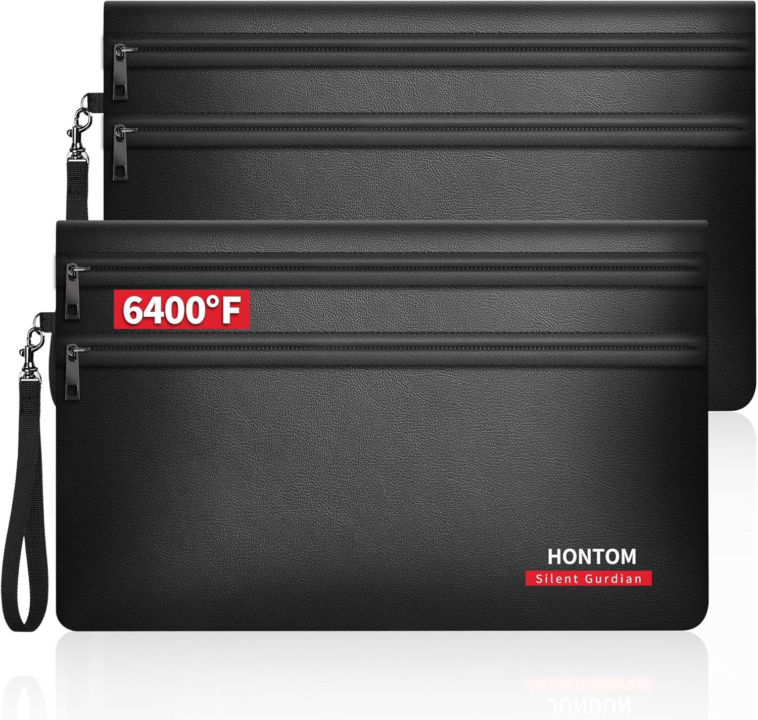 6400℉ Fireproof Money Bags 2 Pack with Hidden Dual Zipper, 11x7.5 Inch Fireproof Cash Wallet with 12 Layers Heat Insulated, Fire Safe Pouch with Valuables for Passports, Jewellery, Bill etc.