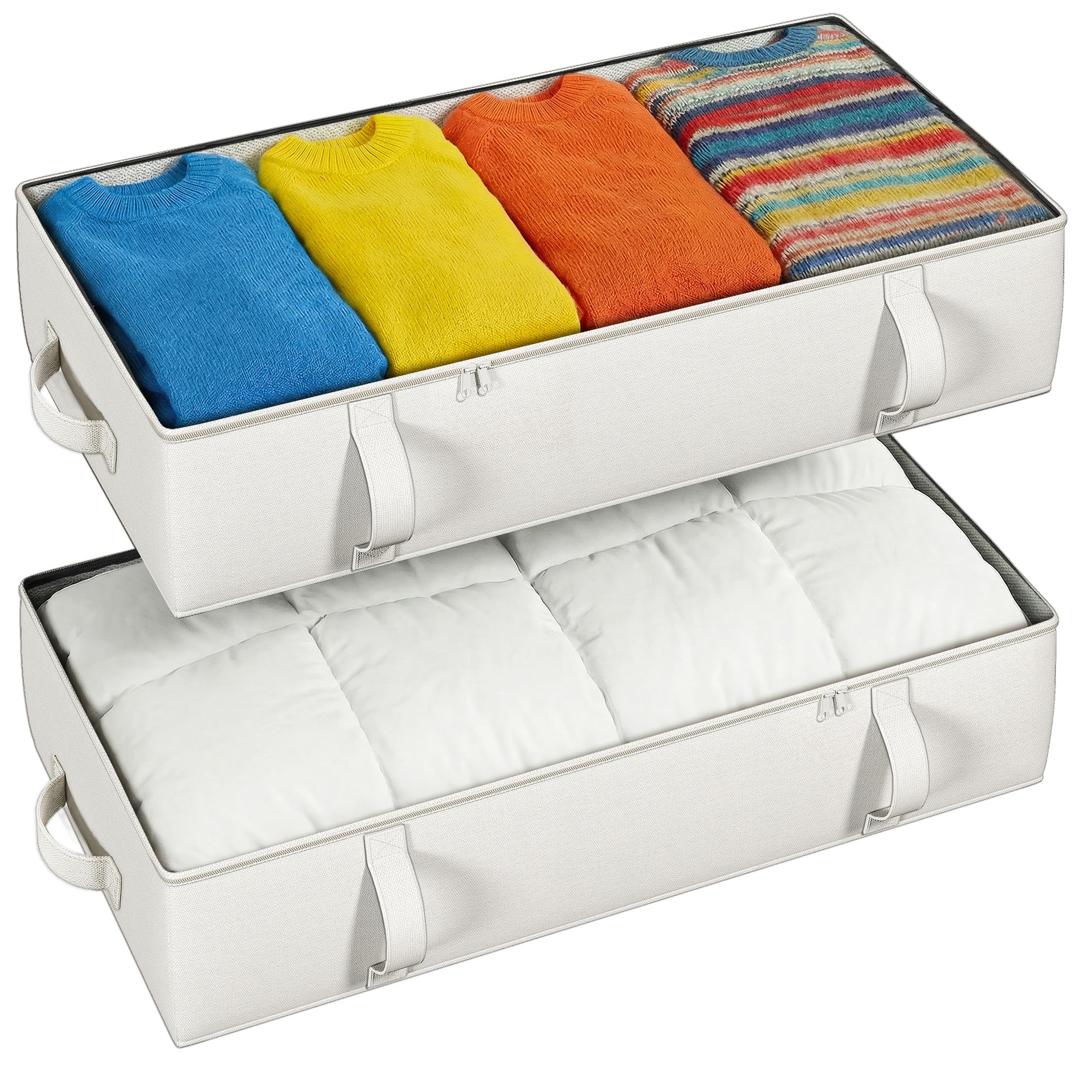 Contenedores para ahorrar espacio bajo la cama con base rígida antigolpes pack de 2