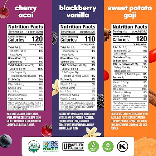 Miniatura 3 de Noka Superfood - Bolsas de batidos de frutas aperitivos saludables paquete variado de 12 veganas sin gluten con semillas de lino fibra prebiótica y