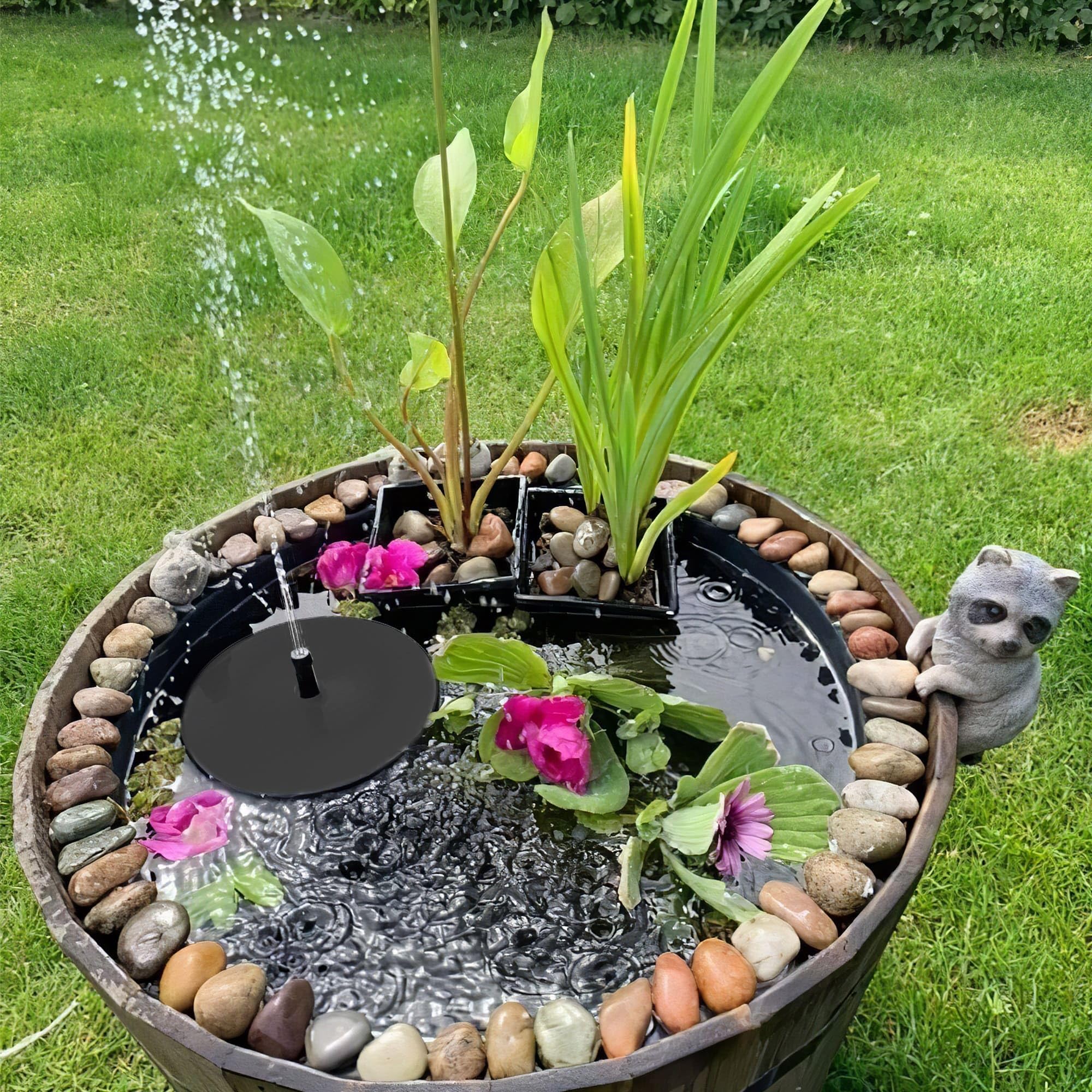 Biling 6W Solar Springbrunnen für außen mit 3000mAh Batterie Solar Teichpumpe mit Akku Solar Brunnenpumpen mit Akku, Solar Wasserpumpe Schwimmende Fontäne für Solar Wasserspiel Brunnen Draussen Teich