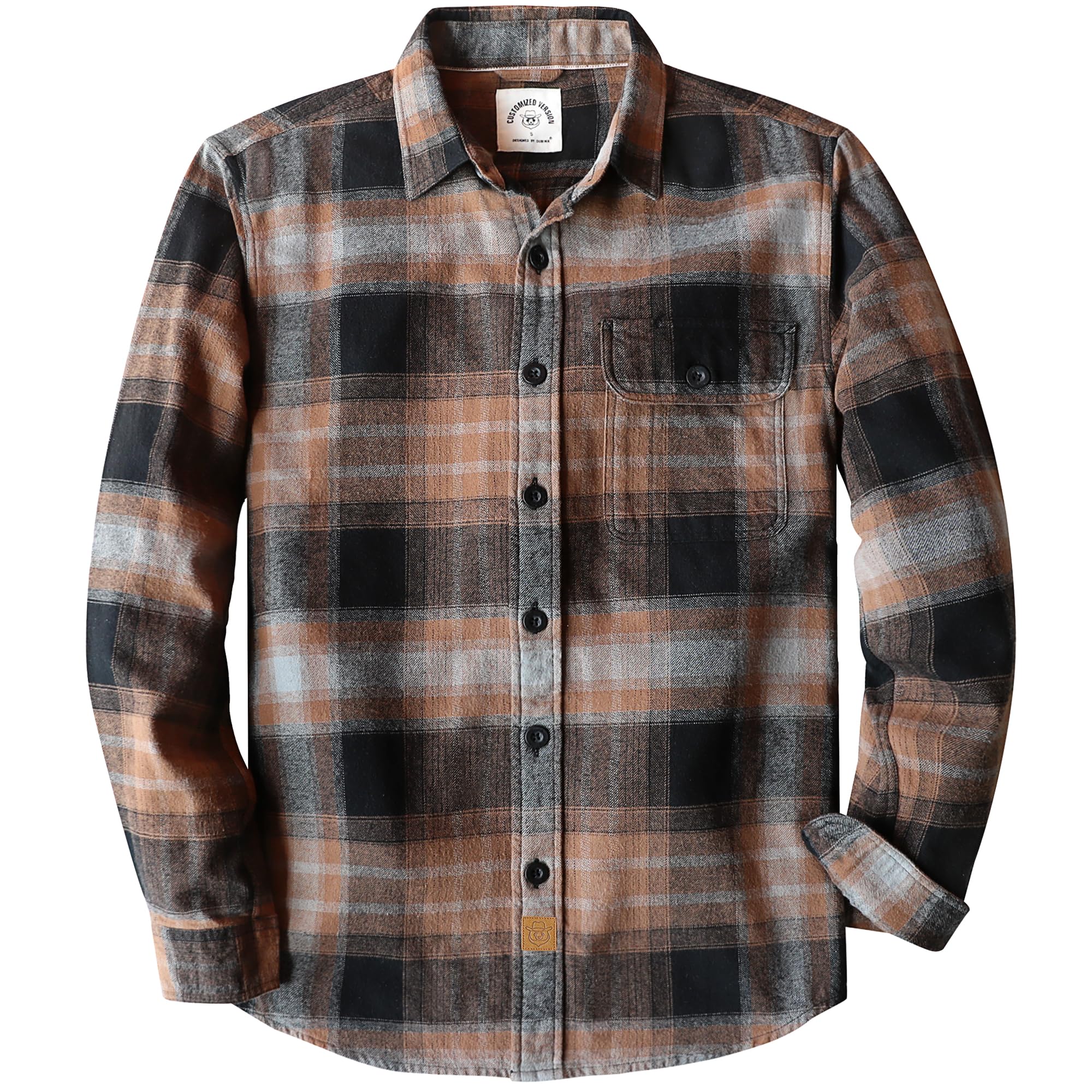 Dubinik® 6 oz Flanellhemd Herren Langarm Regular Fit Kariert Button Down | Klassisch, Kariert, Brusttasche; Essentials Griffbereit Auf Arbeit Oder Beim Camping; Leichtes 100% Baumwoll-Flanell.