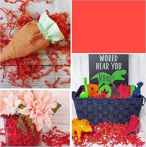 Miniatura 9 de TCAIRG - Relleno de papel triturado de corte arrugado (12 libra) para envolver regalos y relleno de cestas, papel triturado rojo para caja de