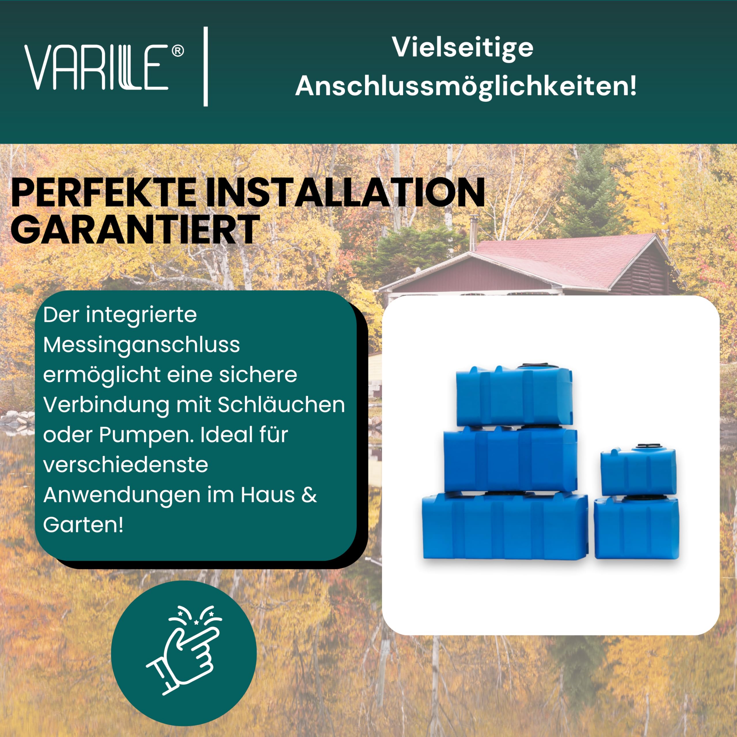 Varile 200L Trinkwassertank in Blau – Lebensmittelecht, BPA-frei, UV-beständig, mit 3/4" Messinggewinde für vielseitige Nutzung