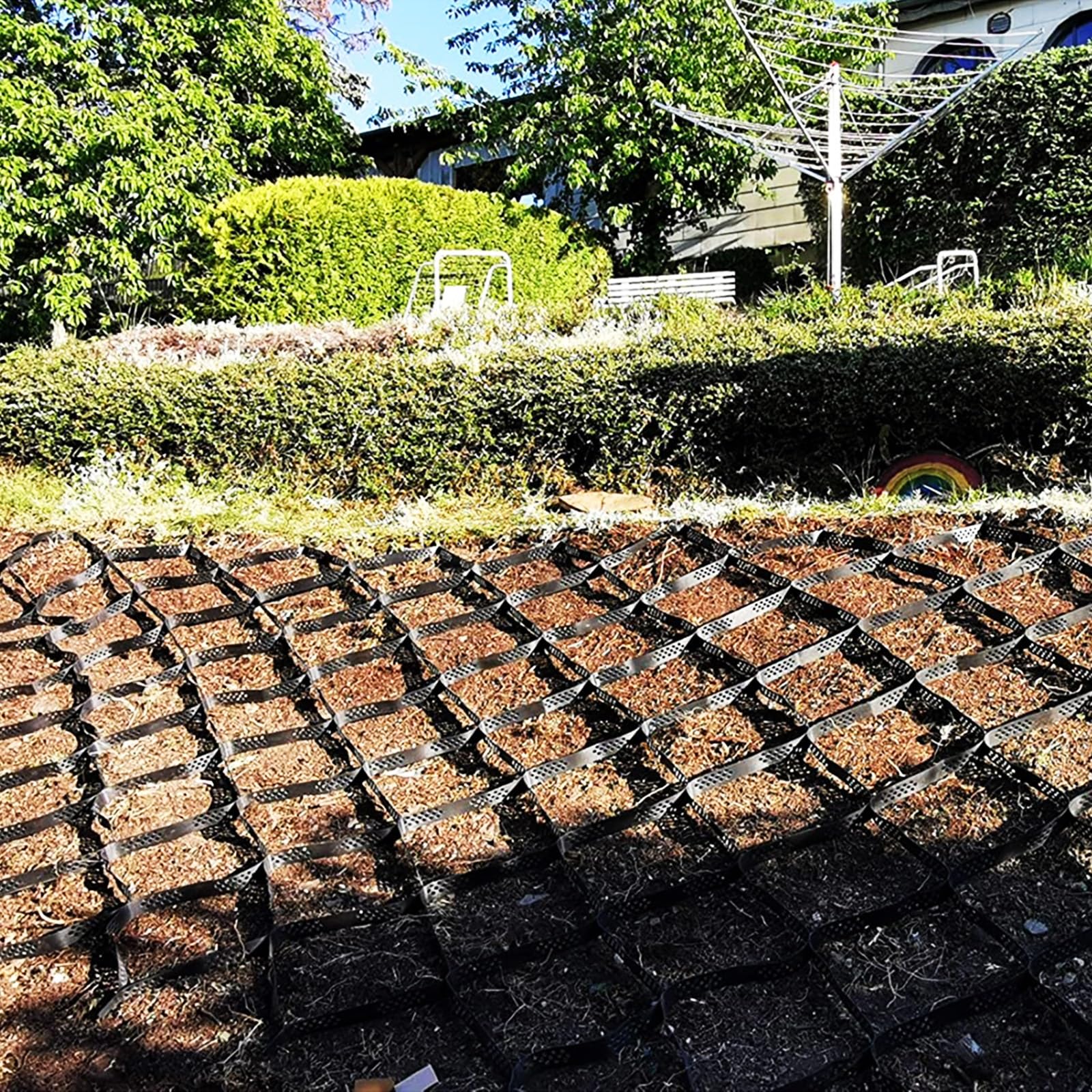 Garden Floor Mesh Grid, Geogrid Slope Grid Erosion Control/Permeable Paver Plastic Pavers Grids for Backyard Courtyard Lawn, Flexibility Folding(3mx3m/9.8ftx9.8ft)