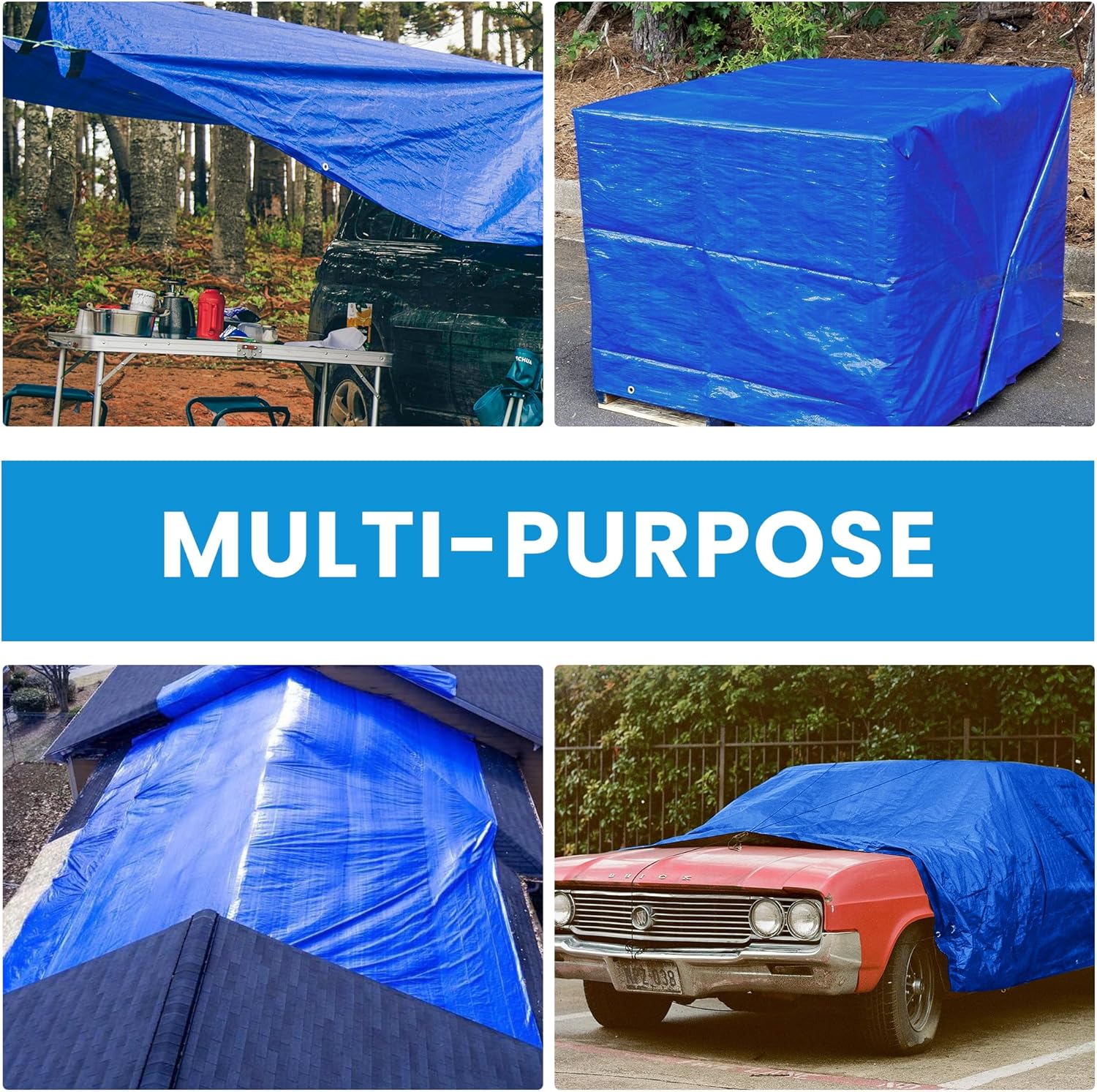 MVPMET Tarp 12x16 Feet 8Mil Multipurpose Waterproof Blue Tarps,UV Resistant, for Covering Courtyards,Emergency Rain Shelter, Camping Tarps.