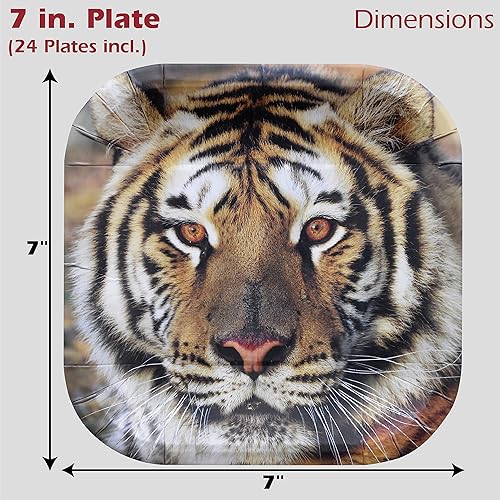 Miniatura 4 de Havercamp Paquete de fiesta temática de tigre para 24 invitados. Suministros de tigre fotorealistas para un buen cumpleaños, fútbol o cualquier
