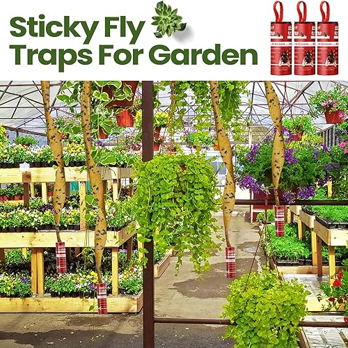 Miniatura 31 de Qualirey Paquete de 160 tiras adhesivas para moscas para interiores y exteriores, cinta de papel para colgar moscas, trampa para insectos voladores