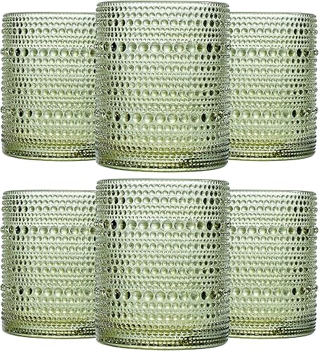Miniatura 9 de Venus - Juego de 6 vasos de agua vintage con estampado de hobnail de 12 onzas, vasos de vidrio con cuentas para cocina y bar, vasos de vidrio para