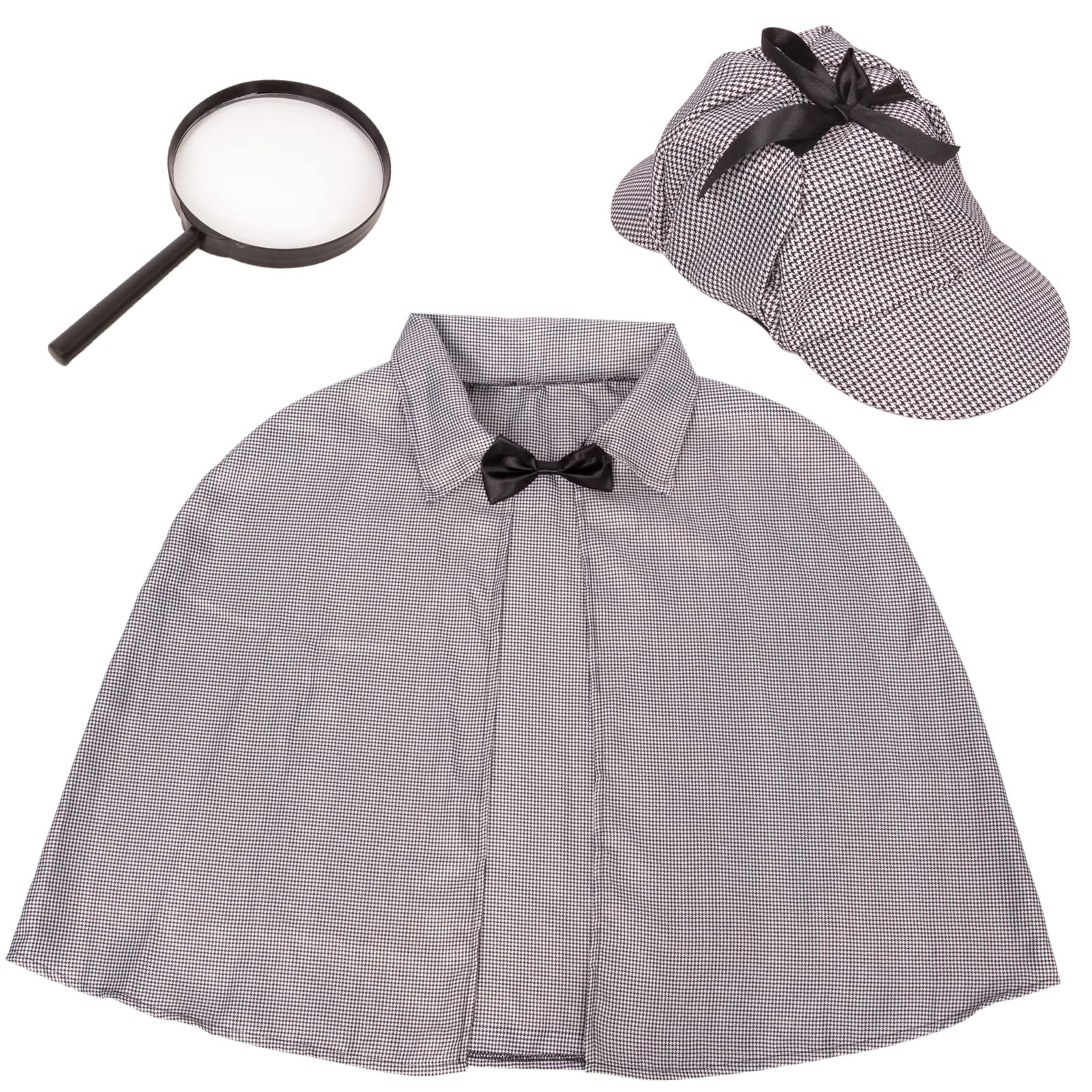 Tigerdoe – Detective Costume Adults – 3 Pc Set – Detective Hat with Cape and Magnifying Glass – Spy Costume Accessories set