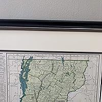 Vista 3 de Framed Vintage Vermont State Map- Authentic 1940s Map