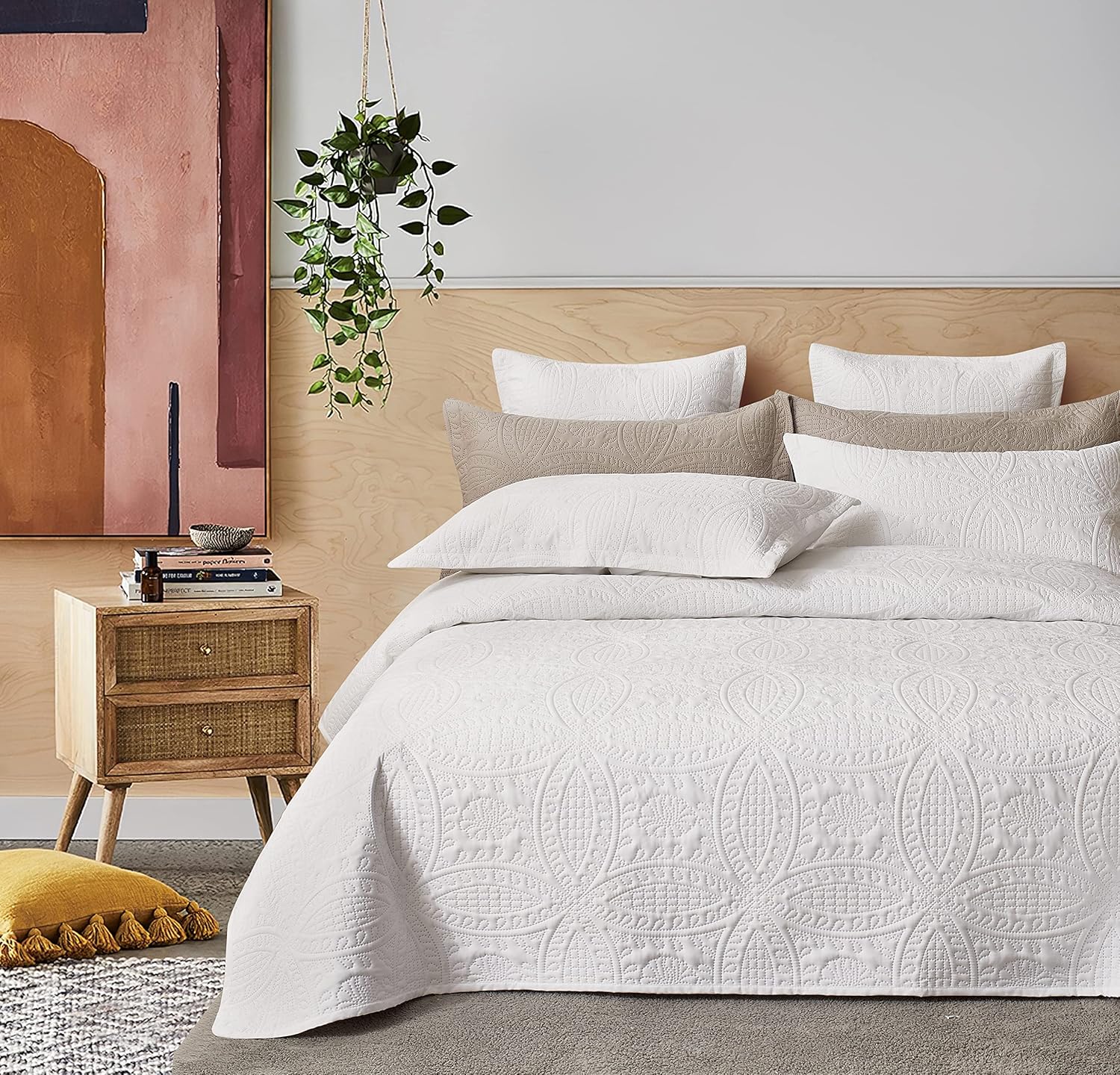 Gioia Casa Lisbon Quilted Embossed Coverlet Set (3Pcs) Ultra Soft