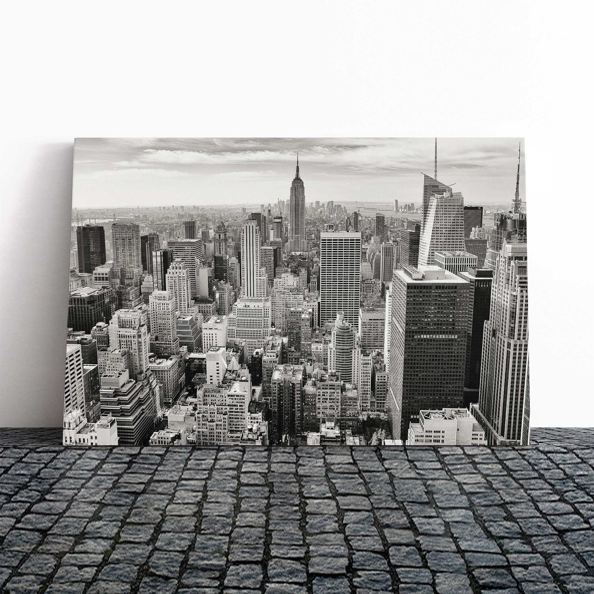 Manhattan New York City Skyline USA (1) Canvas Print | Gallery Wrapped 30mm Frame Wall Art | 30x20 inches | Ready to Hang | Modern Cityscape Picture | Living Room Bedroom Lounge Office