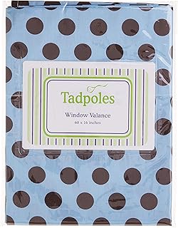 Tadpoles Damask Window Valance, Blue/Brown