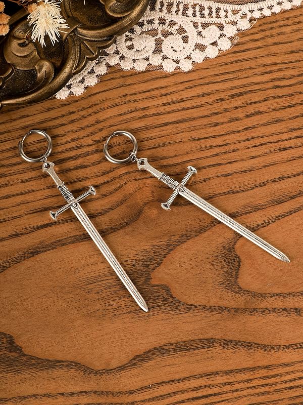 Gothic Sword Earrings Dangle, Gothic Punk Grunge Emo Earrings, Goth Jewelry by Sacina - Used condition - Image 7