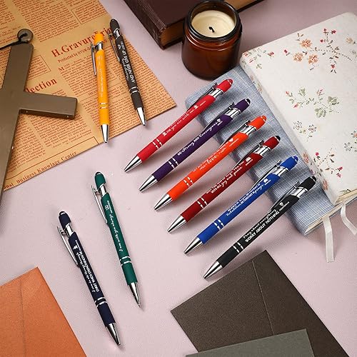 Miniatura 4 de Fuutreo V 50 bolígrafos cristianos de regalo a granel con versículos bíblicos inspiradores, pantalla táctil, escritura positiva, bolígrafos de metal