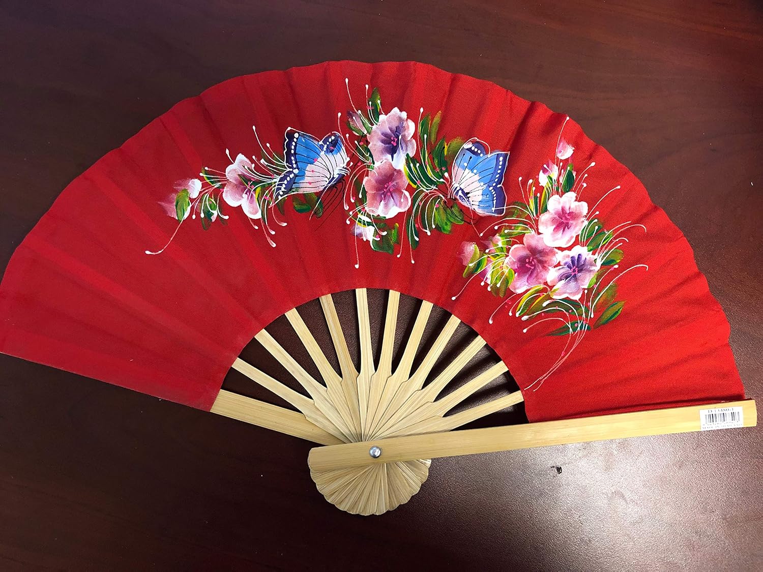 10" Inch Classic Hot Pink Floral and Elegant Elephants Pattern Wood Bamboo Nylon Parasol Folding Fan Home Decoration Wedding Dancing Photography Artwork … (Pink) image 3
