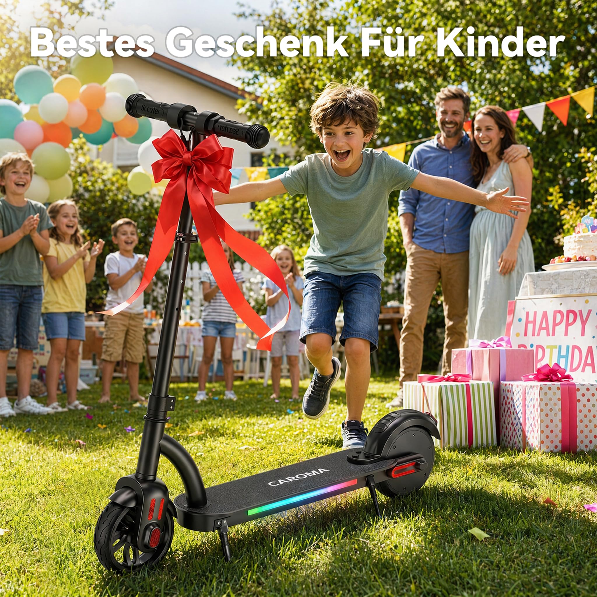 Caroma E-Scooter Kinder 6-12 Jahre, Geschenk für Jungen & Mädchen