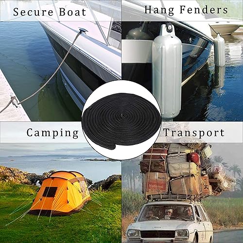 Miniatura 6 de Dock Lines - Cuerdas de nailon de doble trenza para barco con ojales de 12 pulgadas de 25 o 50 pies de cuerda de barco de grado marino