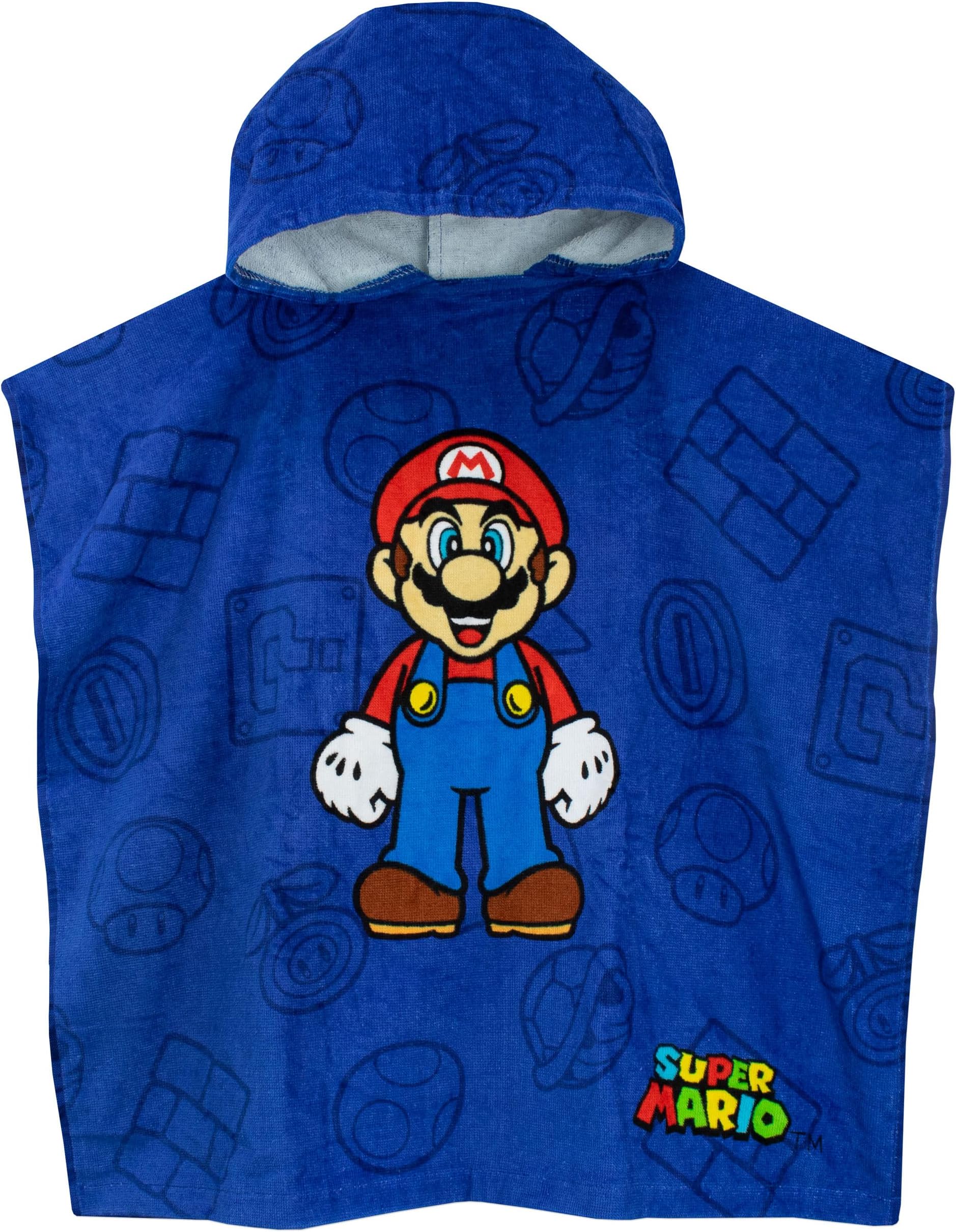 Boys Gaming Hooded Towel Poncho Swimwear for Kids One Size Blue