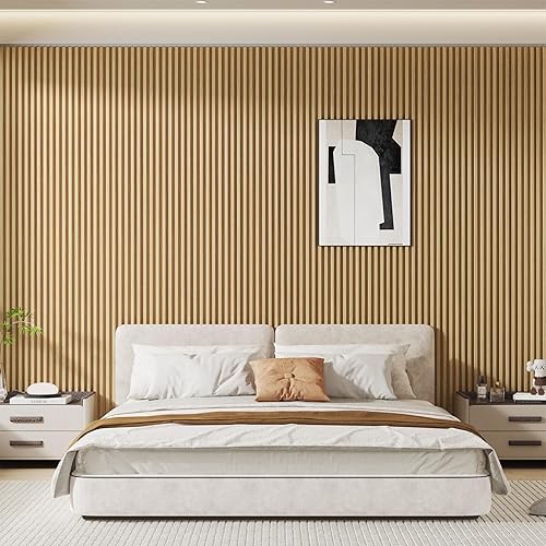 Miniatura 8 de Paquete de 8 paneles de pared con listones WPC, paneles de pared 3D, resistentes al agua y de fácil instalación, paneles de pared con listones