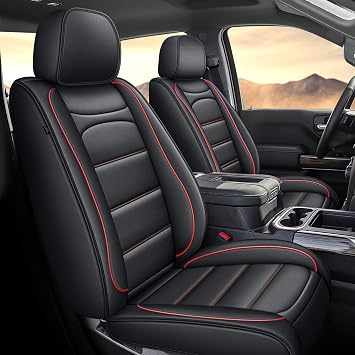IKABEVEM Seat Covers Fit for Chevy Chevrolet Silverado GMC Sierra Pickup 2007-2024 2025 2026 1500 2500HD 3500HD Trail Boss Z71 Crew Double Extended Cab Full Set, Redline