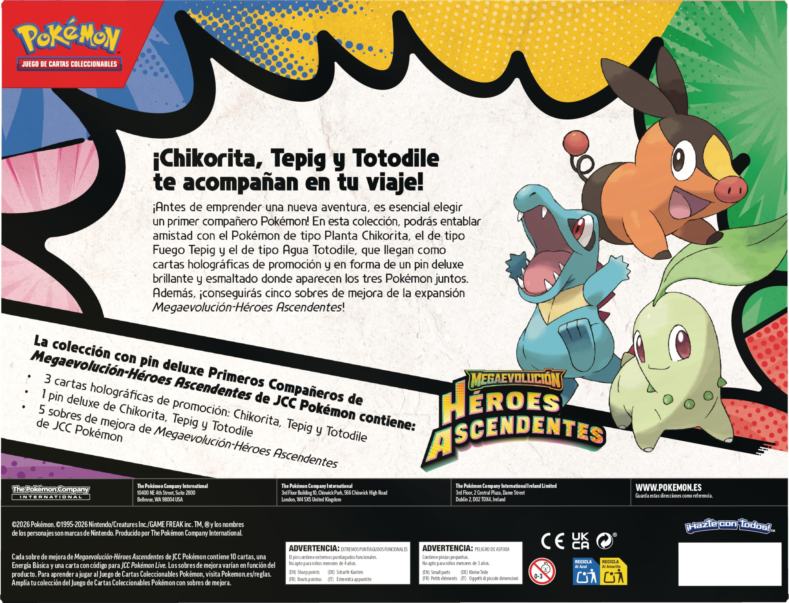 Pokémon: Colección con Pin Deluxe Primeros Compañeros de Megaevolución-Héroes Ascendentes (3 Cartas holográficas de promoción, 1 Pin Deluxe y 5 Sobres de Mejora) — view 4