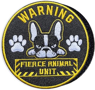 Dog Harness Patches 3Inch Funny French Bulldog Embroidered Morale Patch - Grumpy Fierce Animal Unit Hook Loop for Dog Vest Harness Frenchie Gift