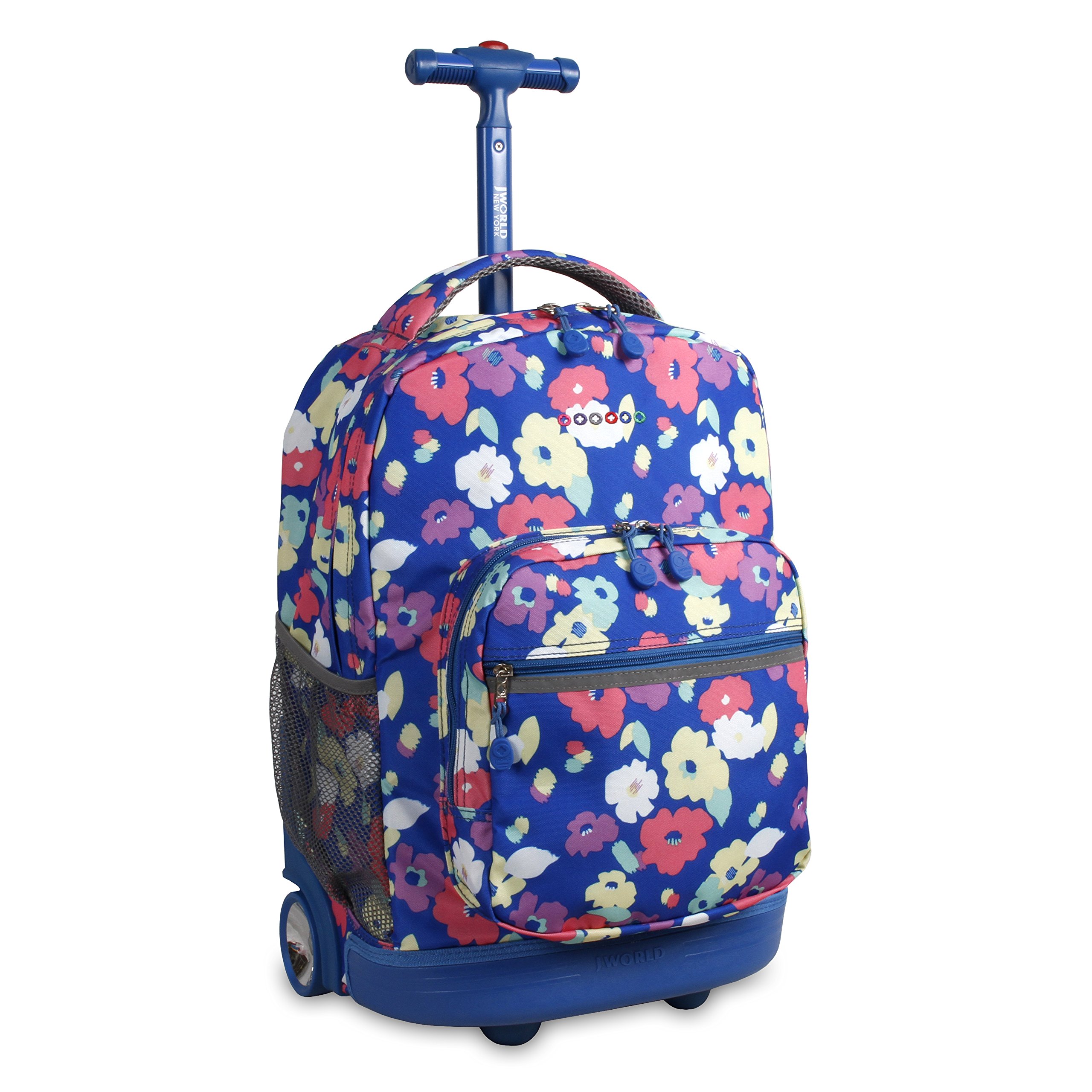 J World New YorkSunrise Kids Rolling Backpack for Girls Boys Teen. Roller Bookbag with Wheels