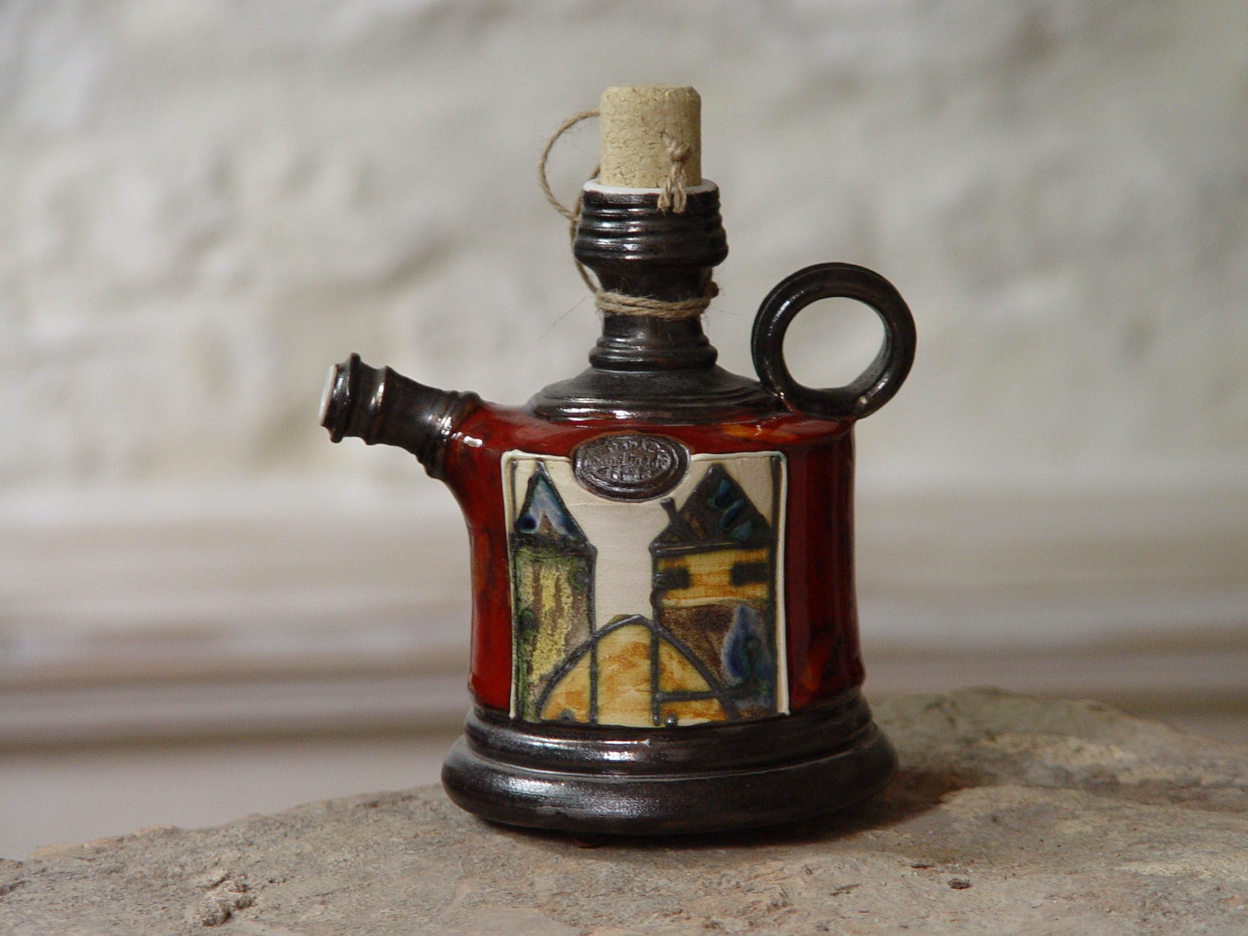 Handmade Pottery Bottle - Small Ceramic Pitcher - Artistic Pottery - Red Earthen Jug - Ceramic Art - Kitchen Home Decor - Danko Pottery
