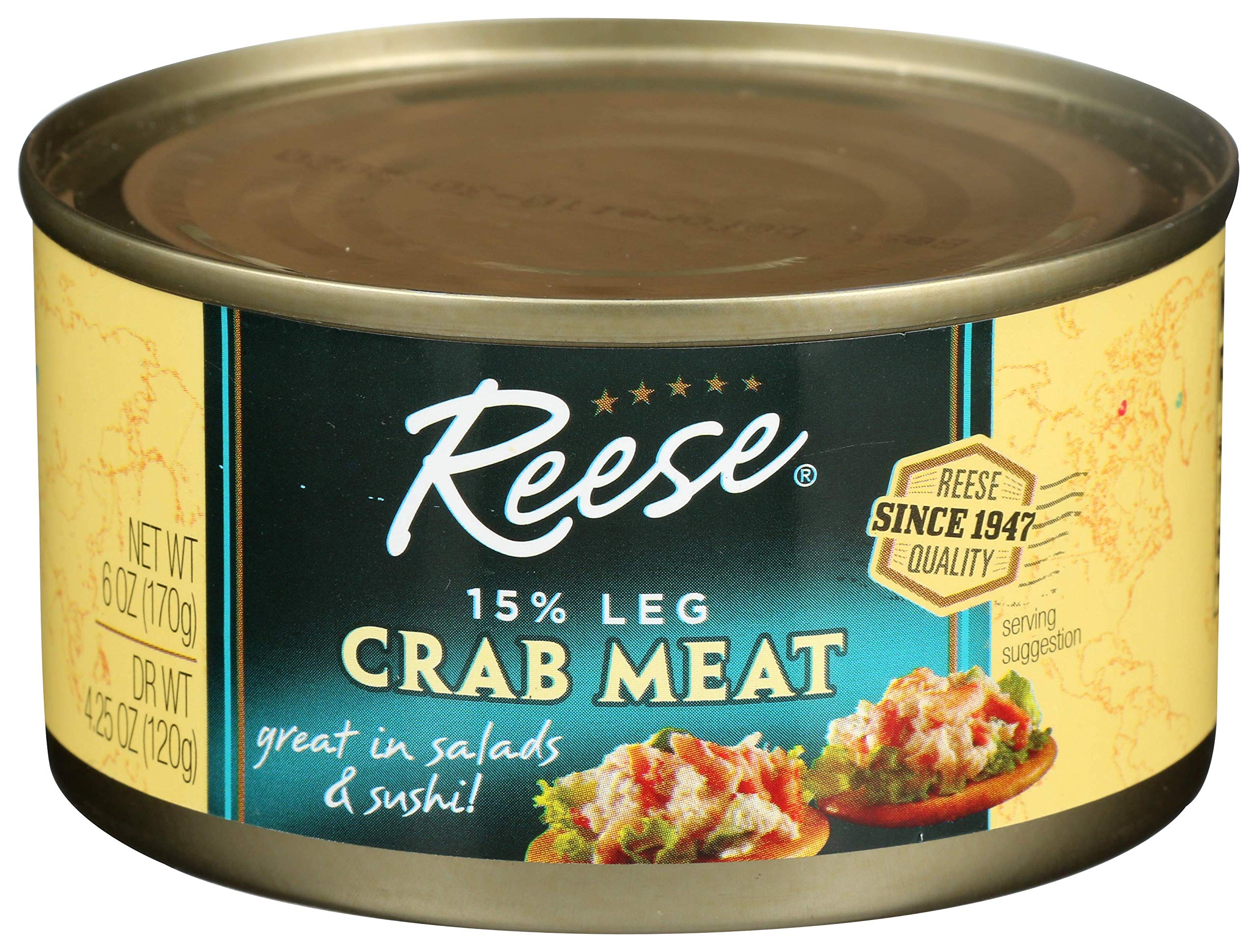 Reese Fancy 15% Leg Crabmeat, 6-Ounces (Pack of 12)