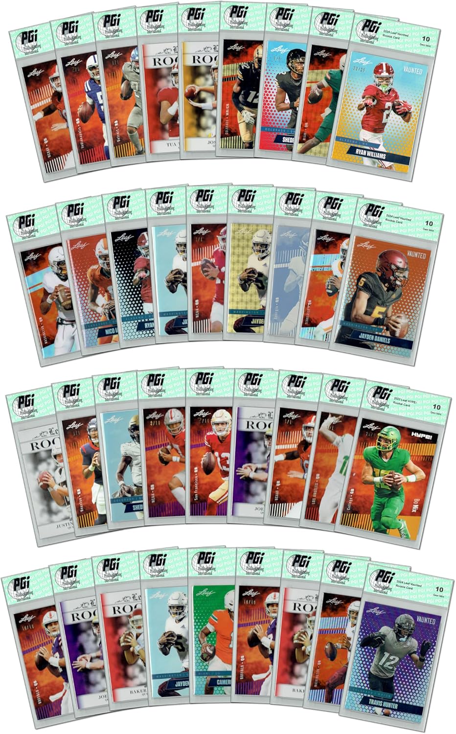 PGI 10 LOADED! LUX Football Limited Edition Collector's Box: 4 Leaf Rookie Cards & Rarities - Travis Hunter, Josh Allen, Cam Ward, Jayden Daniels, Bo Nix and more