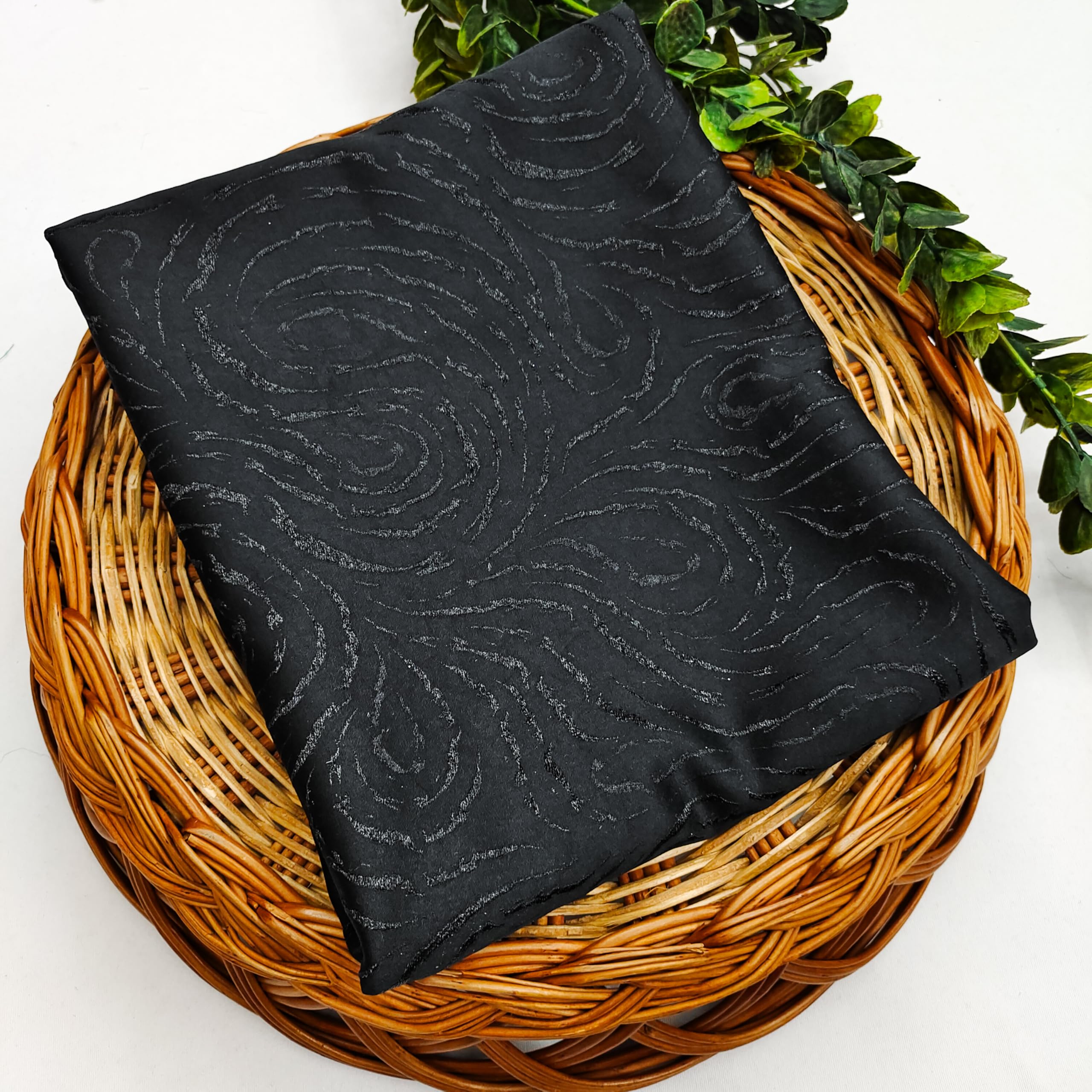 Premium Embossed Black Jacquard Fabric – Polyester, 2.5 Meter Length, 58" Width | Ethnic & Formal Wear Fabric 1