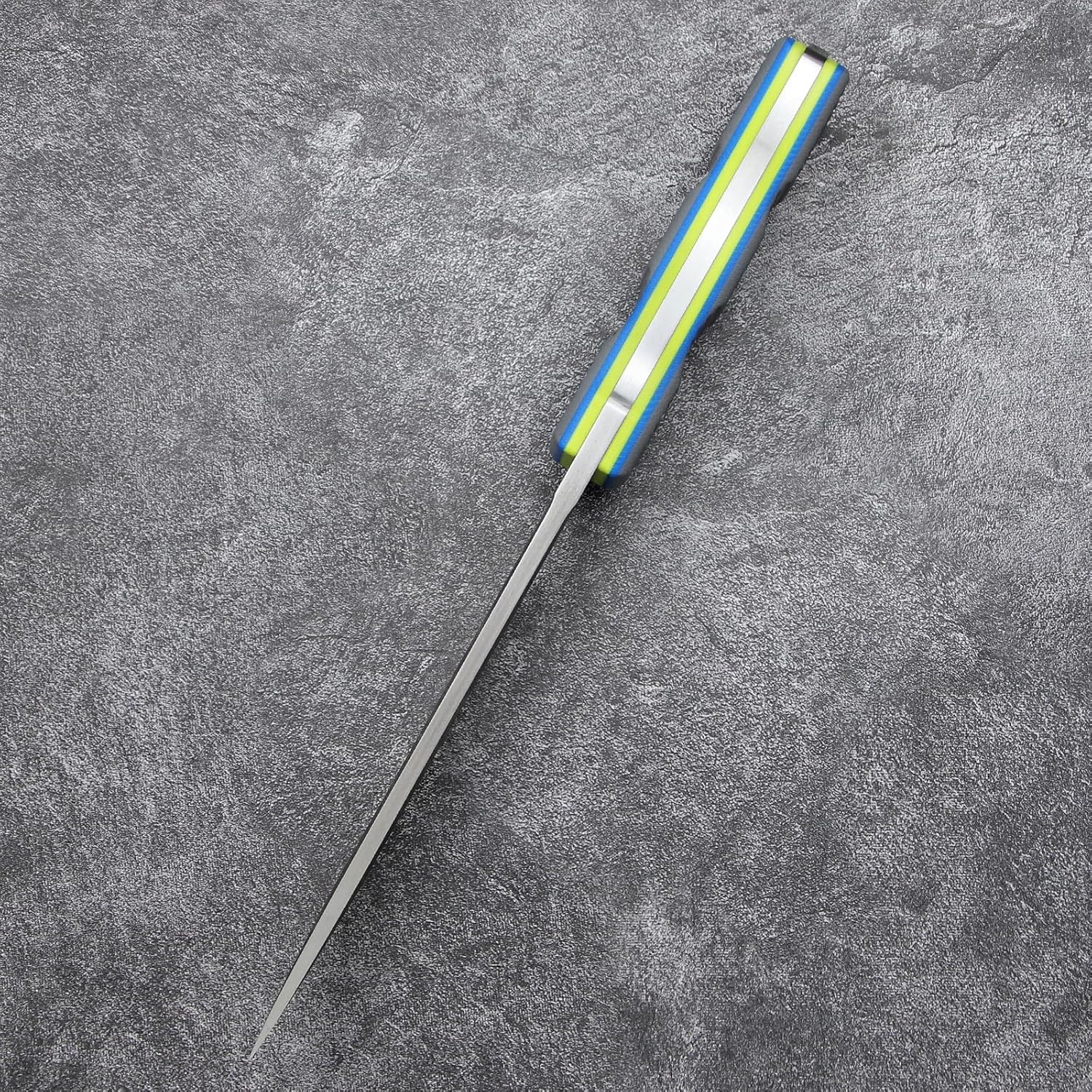 LR-966 Tactical Fixed Blade - 11.8" Overall Full Tang | 61-62HRC Sleipner Steel | CNC Symmetrical Blade & Tri-Color G10 | Flax Sheath | Survival Camping Gear (Grey blue handle)