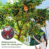 Vista 6 de Recolector de frutas, poste recolector de frutas con cesta extensible de mango largo, fácil de montar y usar, herramienta recolectora de frutas