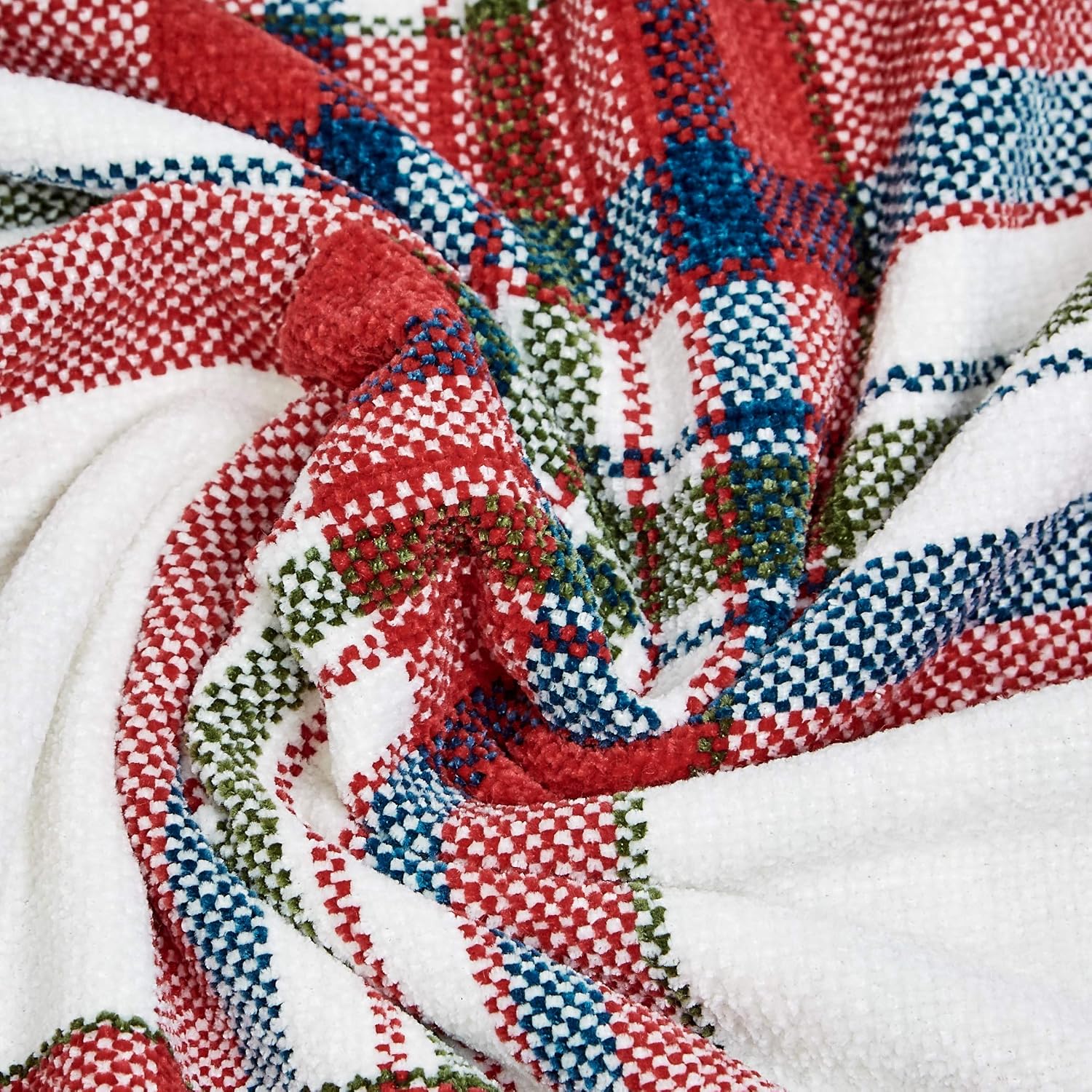 Amazon Basics Plaid Throw Blanket - 50 x 60 Inch, Red Cream